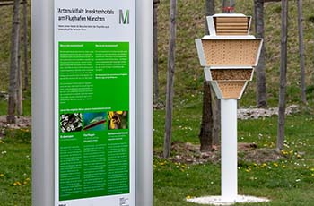 Wildbienennisthilfe und Infotafel