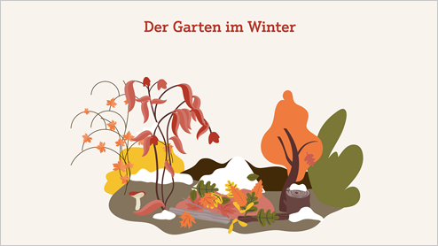 Illustration mit welken Blättern im Winter
