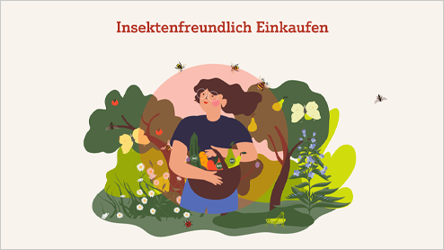 Illustration einer Frau mit Einkaufskorb