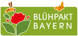 Logo das Auftritts Blühpakt Bayern; Link führt zu Startseite des Angebots